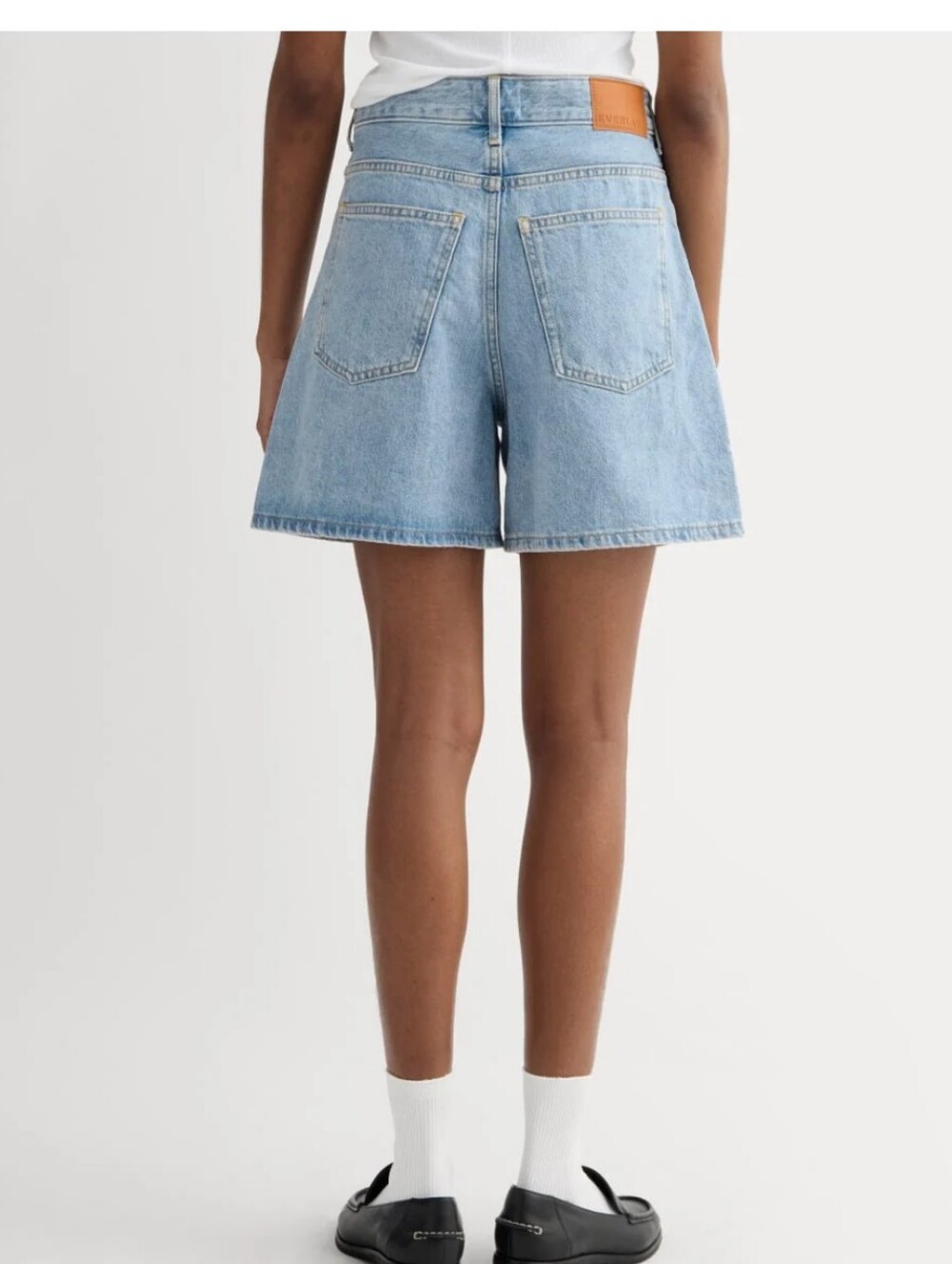 Everlane The A-Line Denim Short In Light Indigo Size 31 - Picture 5 of 13